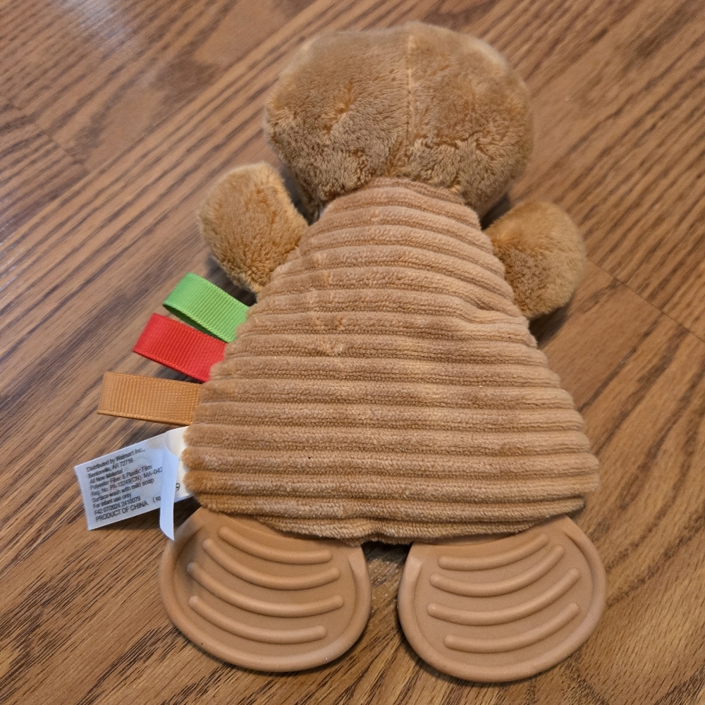 Spark Create Imagine Brown Gingerbread Plush Teether Rattle Red Bow Christmas - Picture 7 of 9